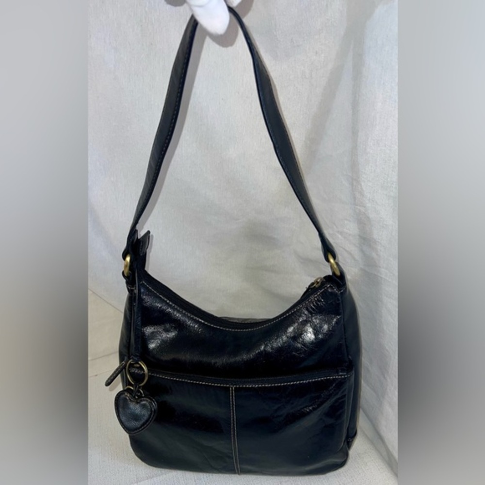 Aurielle Black Shoulder Bag with Heart Charm